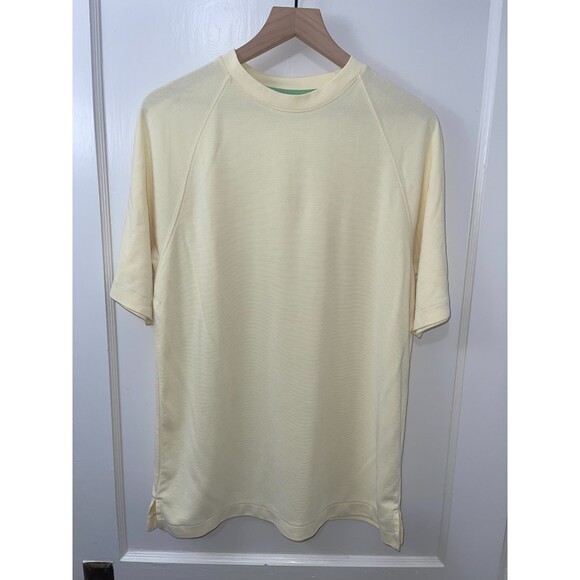 Caribbean Men's Modal Polyester Short Sleeve Tee Yellow Ribbed T Shirt Size M - Picture 1 of 5
